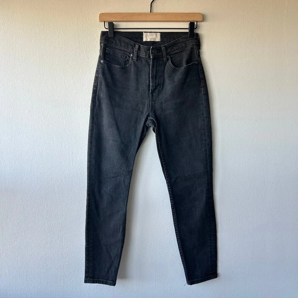 Everlane High-Rise Ankle Jeans Washed Black Size 26 Women’s Ankle Cut Stretch - Picture 2 of 9